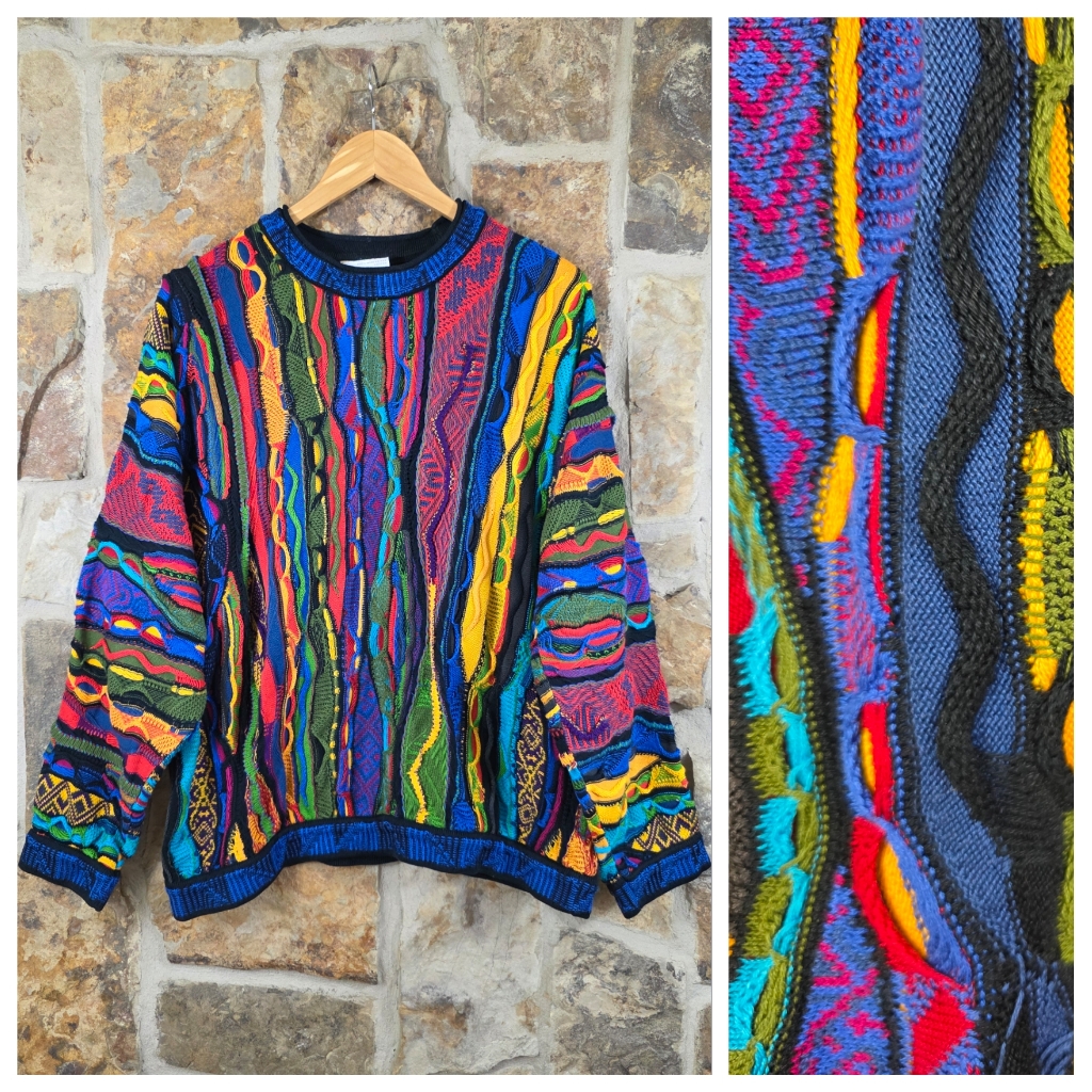 Coogi Knit Woven 3d Multicolor Rainbow Sweater Shirt